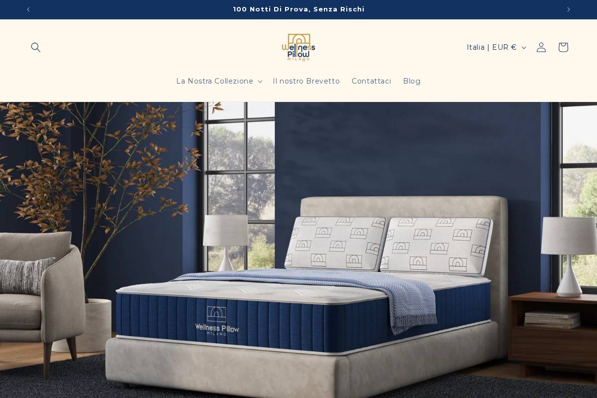 Wellnesspillowmilano homepage screenshot