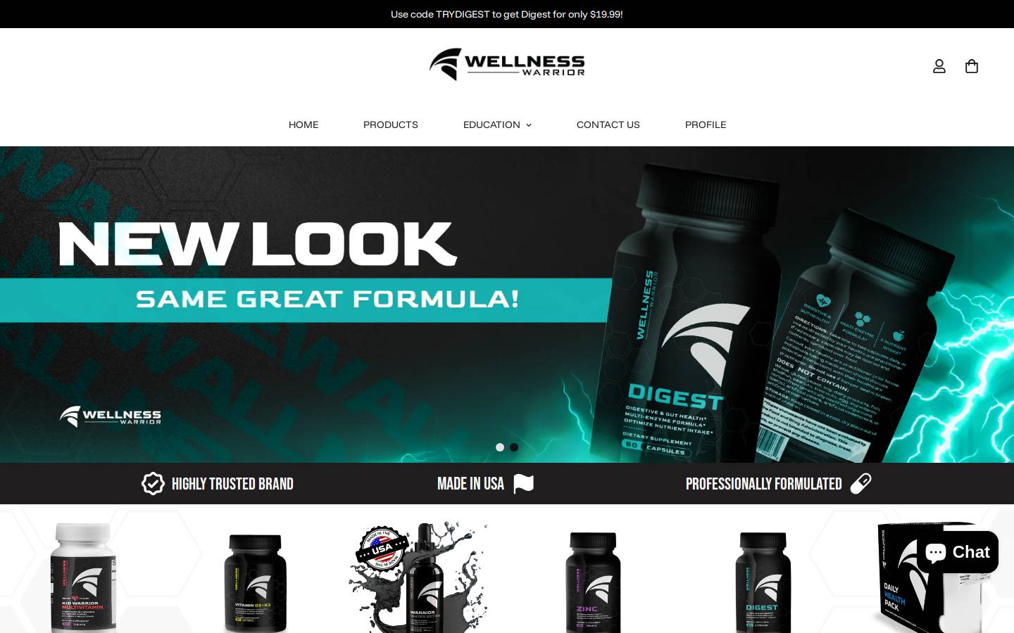 Wellness Warrior homepage screenshot