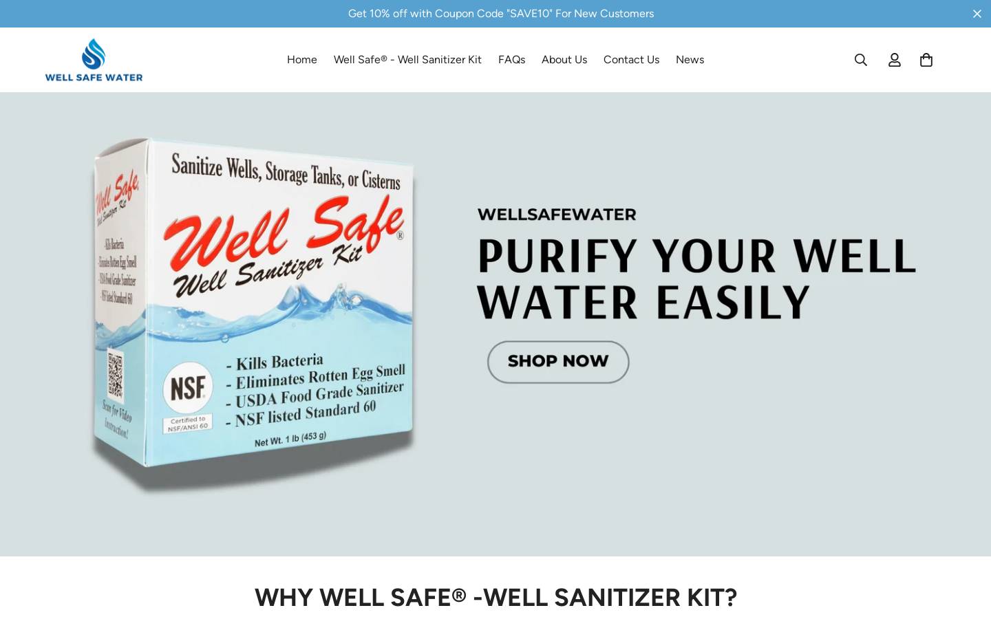 wellsafewater.com homepage screenshot