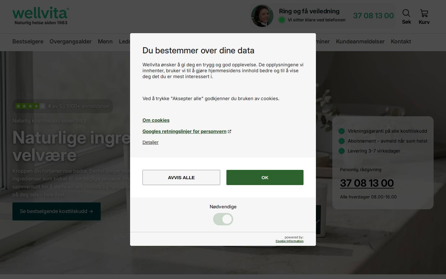 wellvita.no homepage screenshot