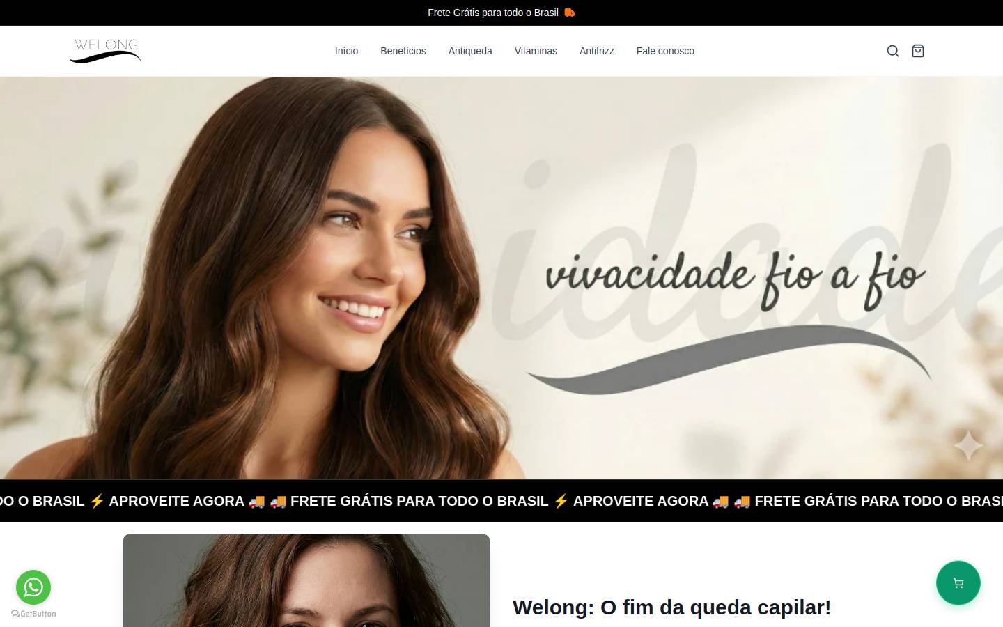 welonghair.com.br homepage screenshot