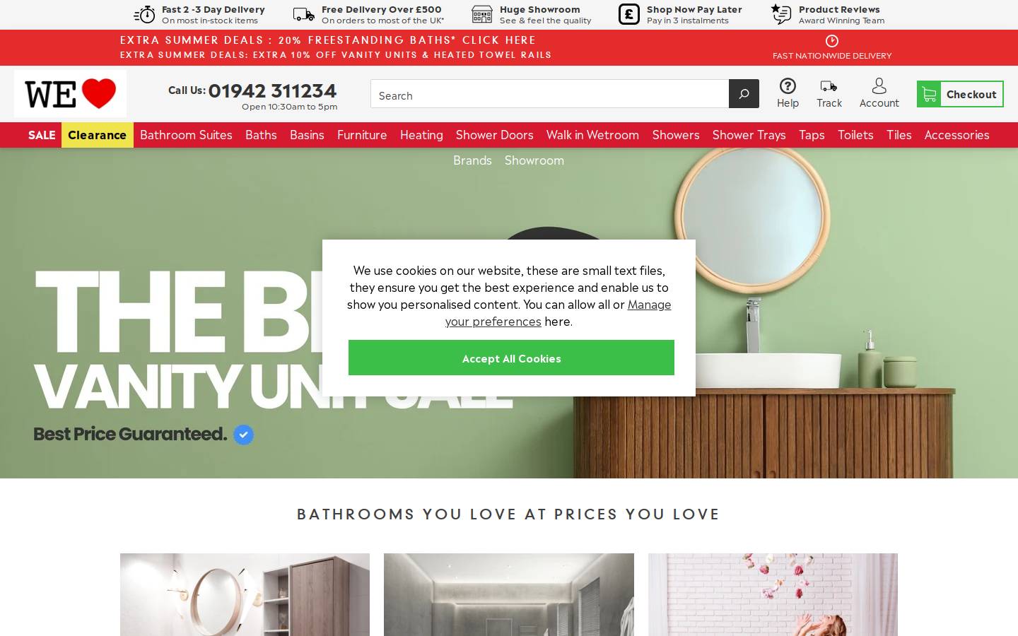 We Love Bathrooms homepage screenshot