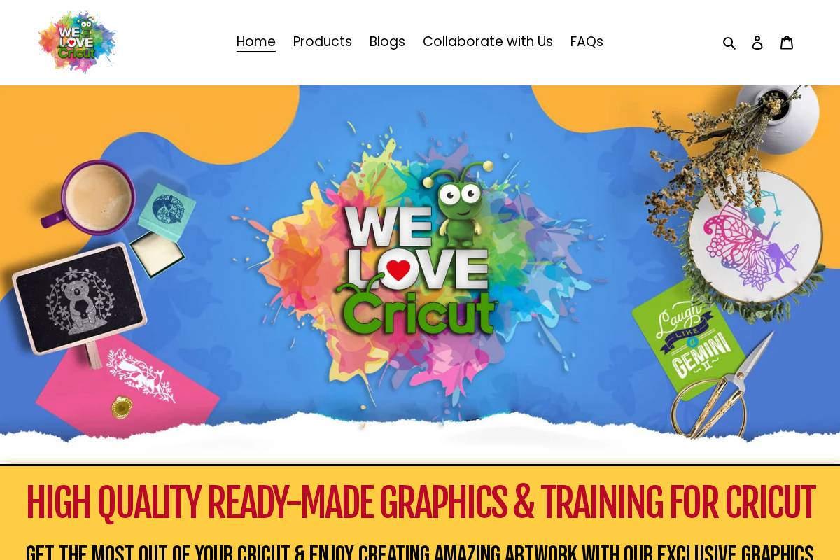 welovecricut.com homepage screenshot
