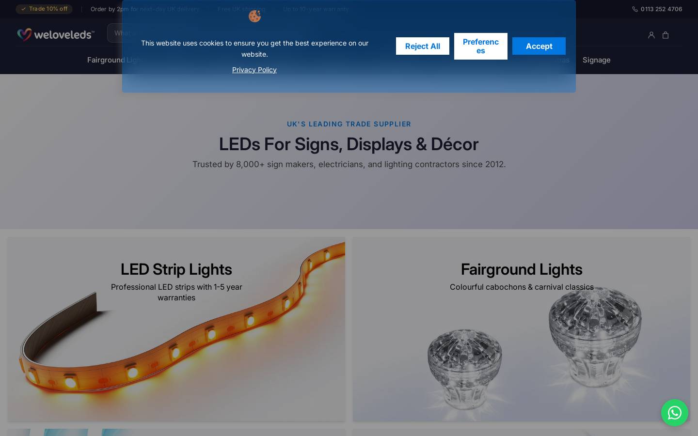 WeLoveLEDs™ homepage screenshot
