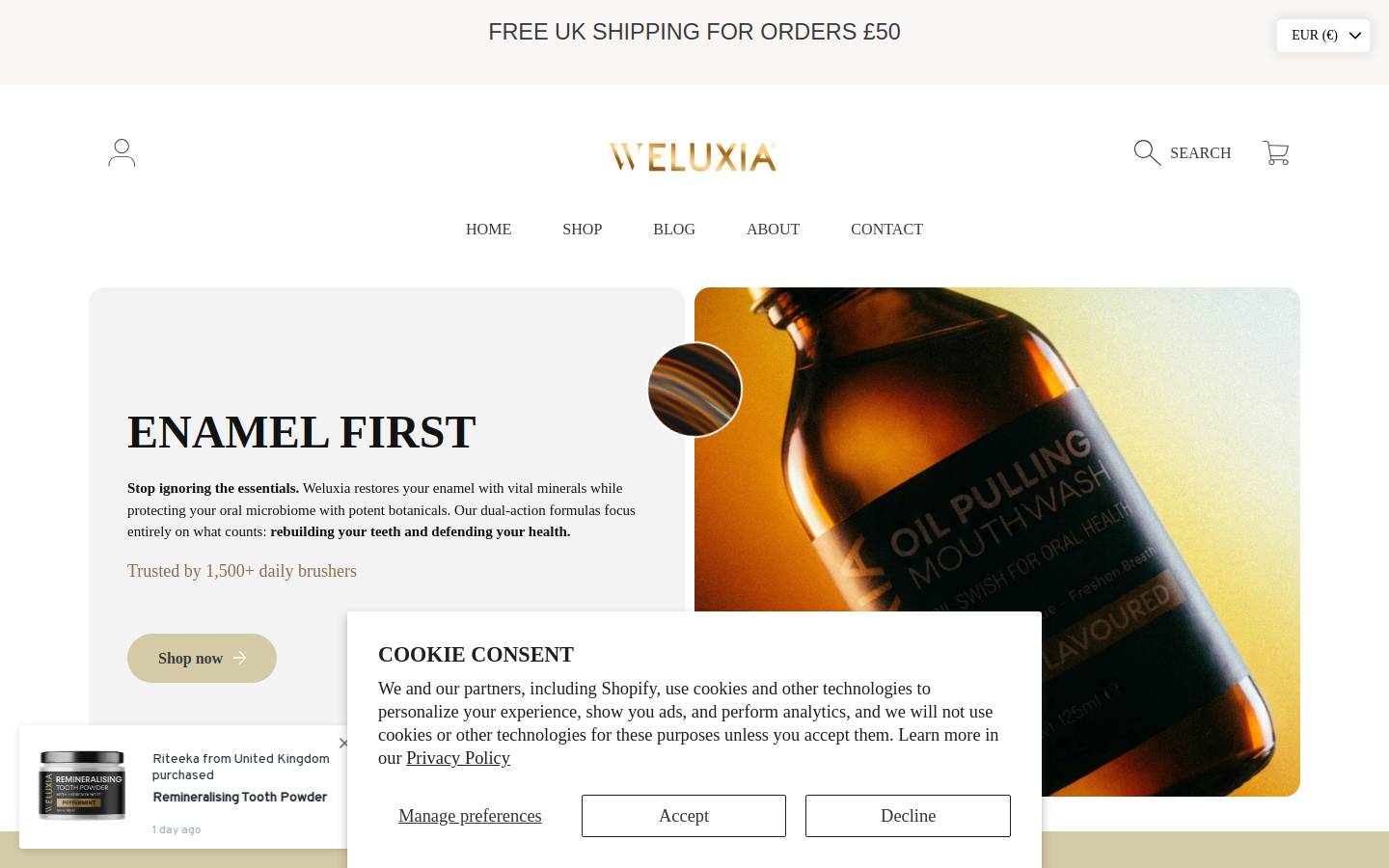 Weluxia ® homepage screenshot