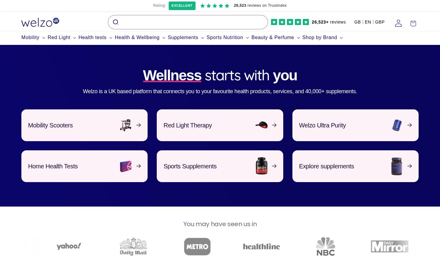 Welzo homepage screenshot