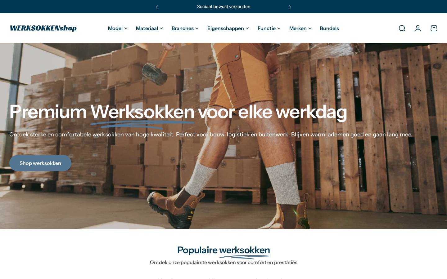 Werksokkenshop homepage screenshot