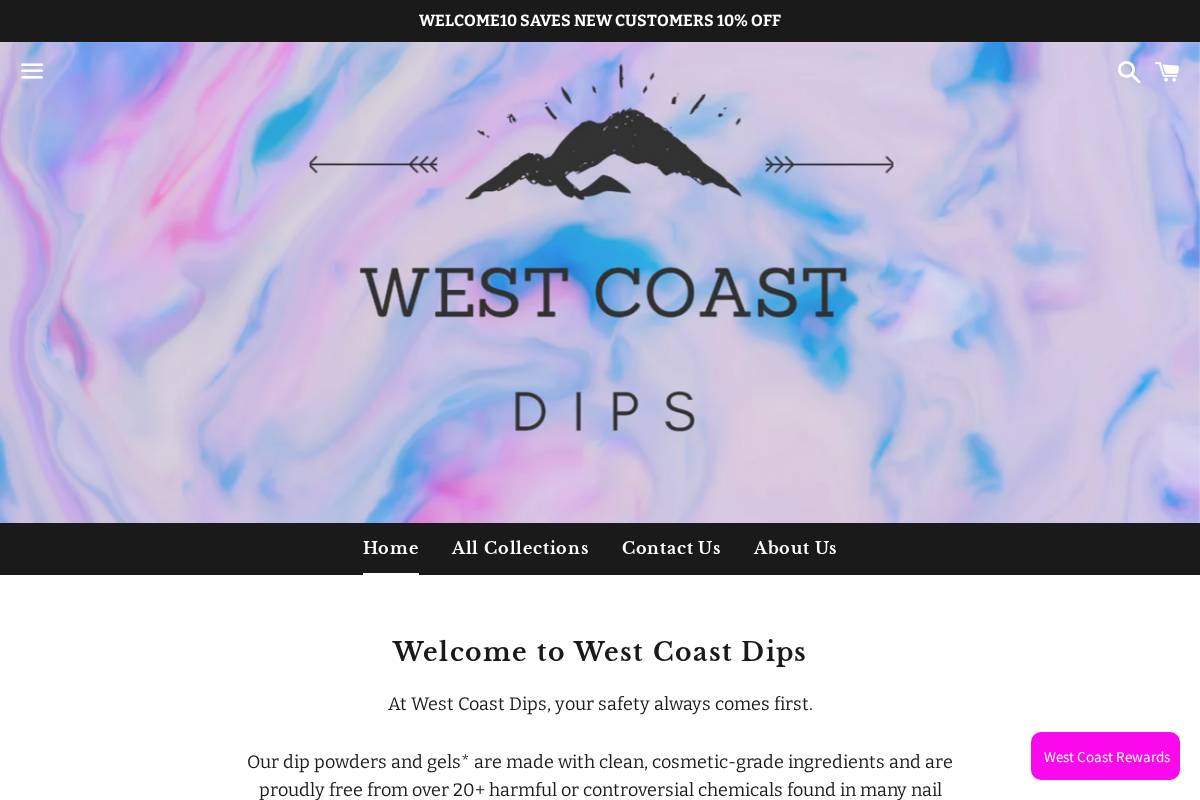 westcoastdips.ca homepage screenshot