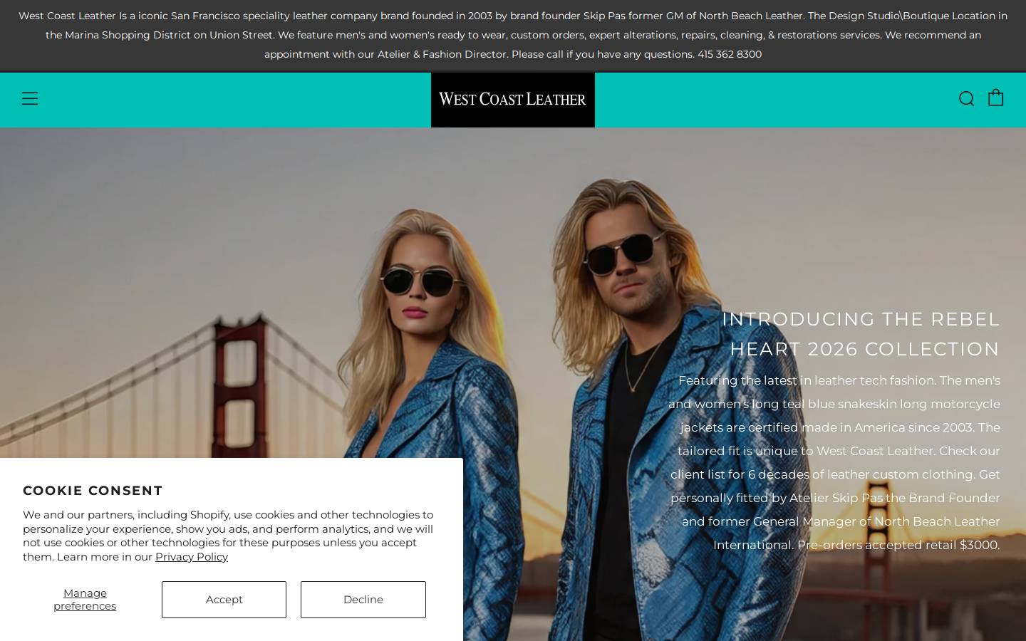westcoastleather.com homepage screenshot