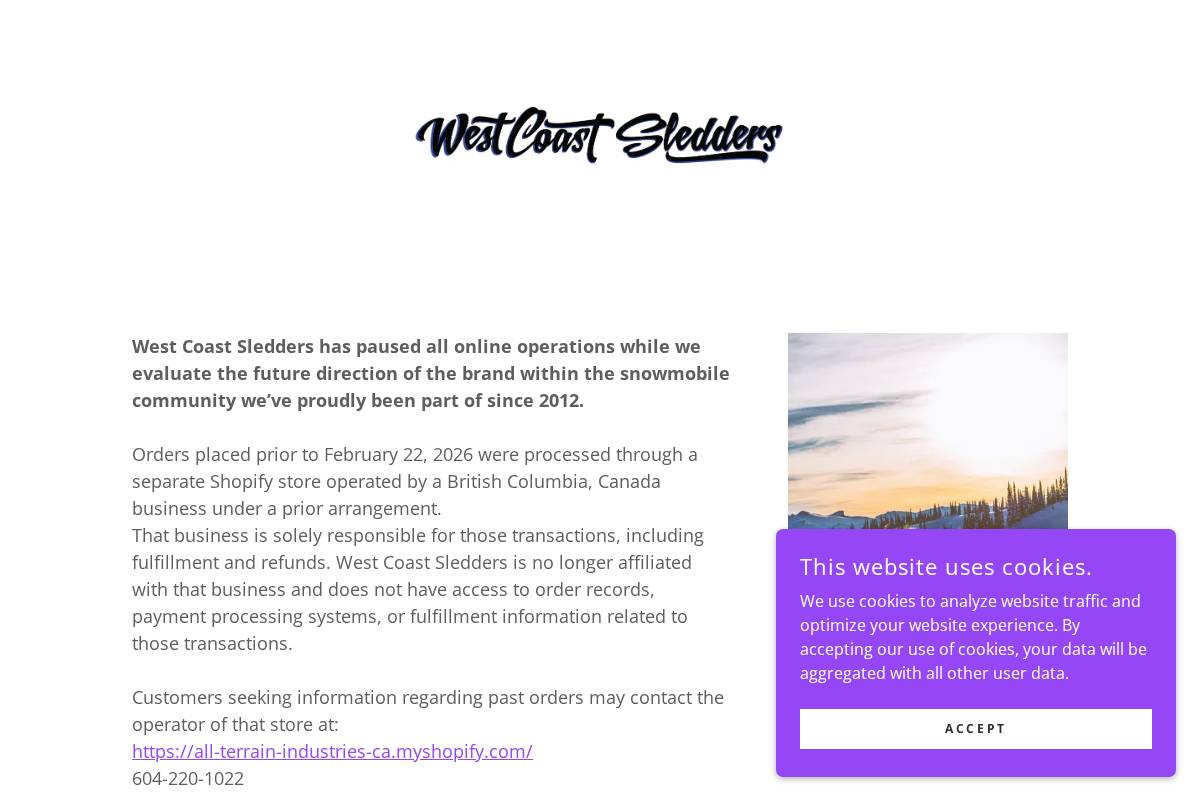 westcoastsledders.com homepage screenshot
