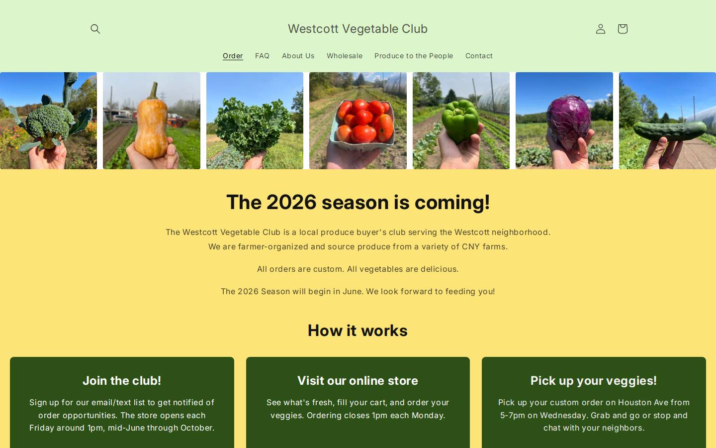 westcottveg.com homepage screenshot