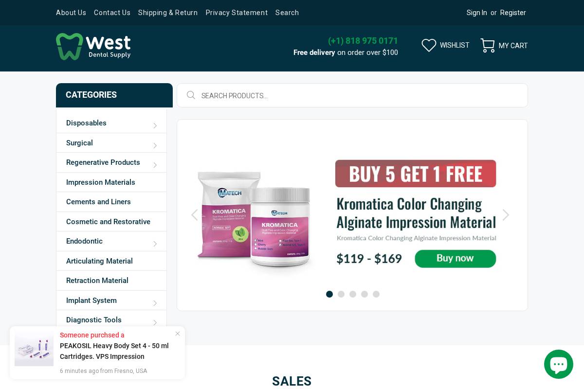 westdentalsupply.com homepage screenshot