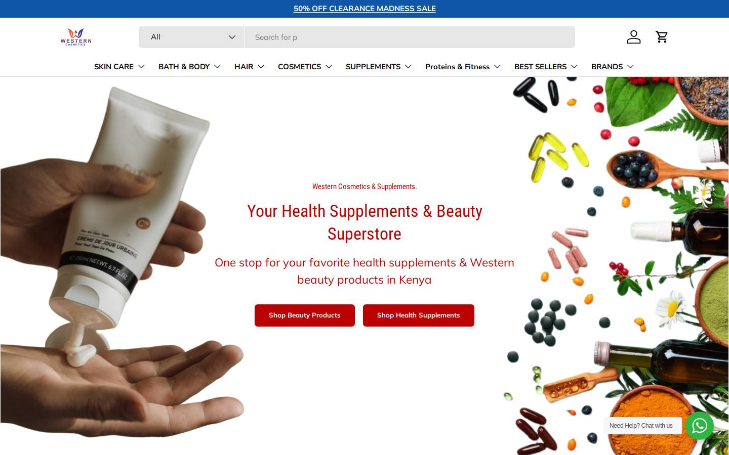 westerncosmetics.com homepage screenshot
