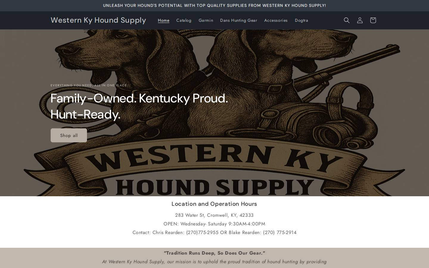 westernkyhoundsupply.com homepage screenshot