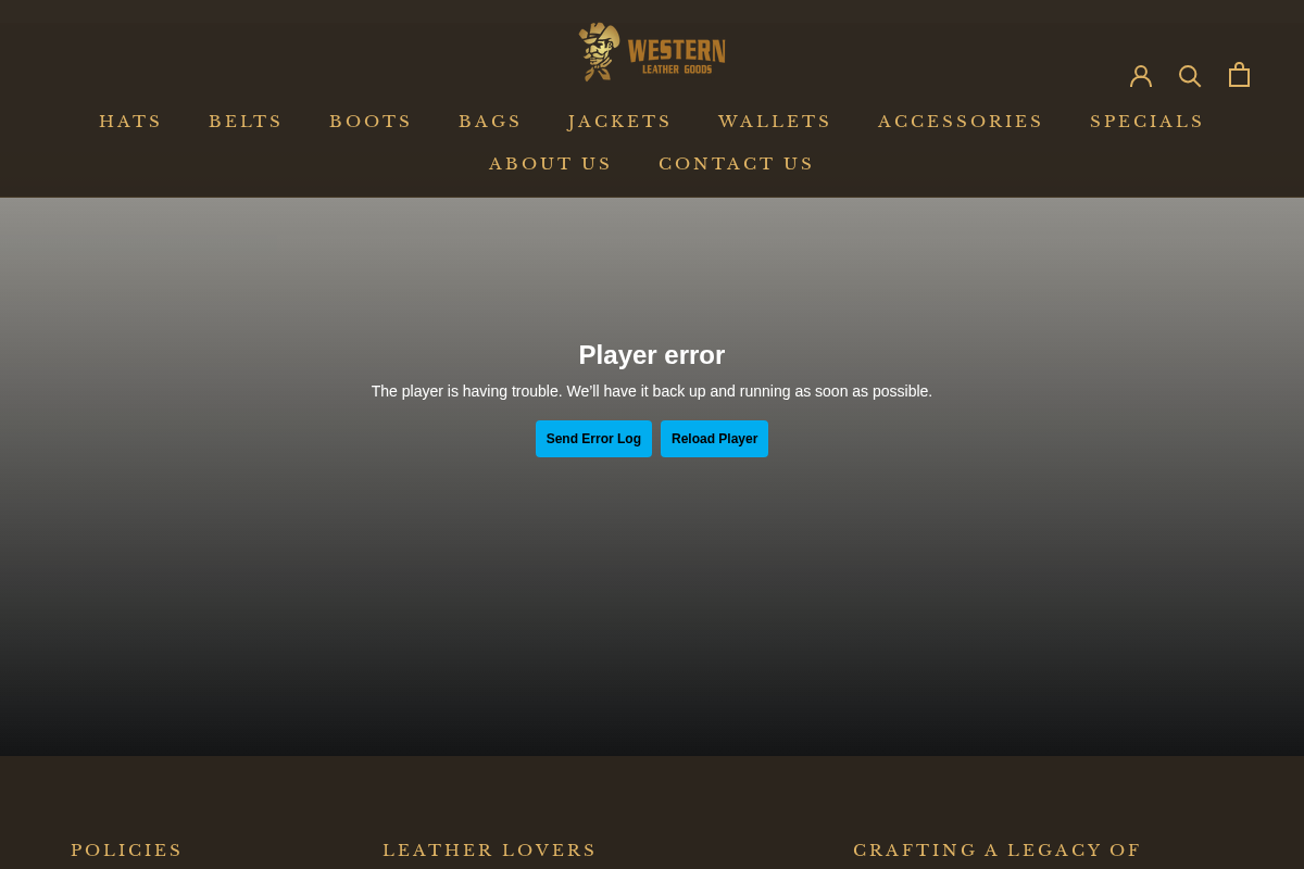 Western Leather Goods homepage screenshot