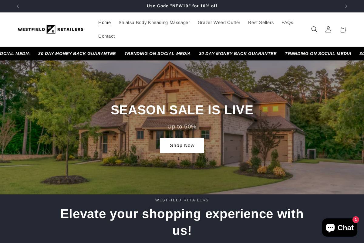 Westfieldretailers homepage screenshot