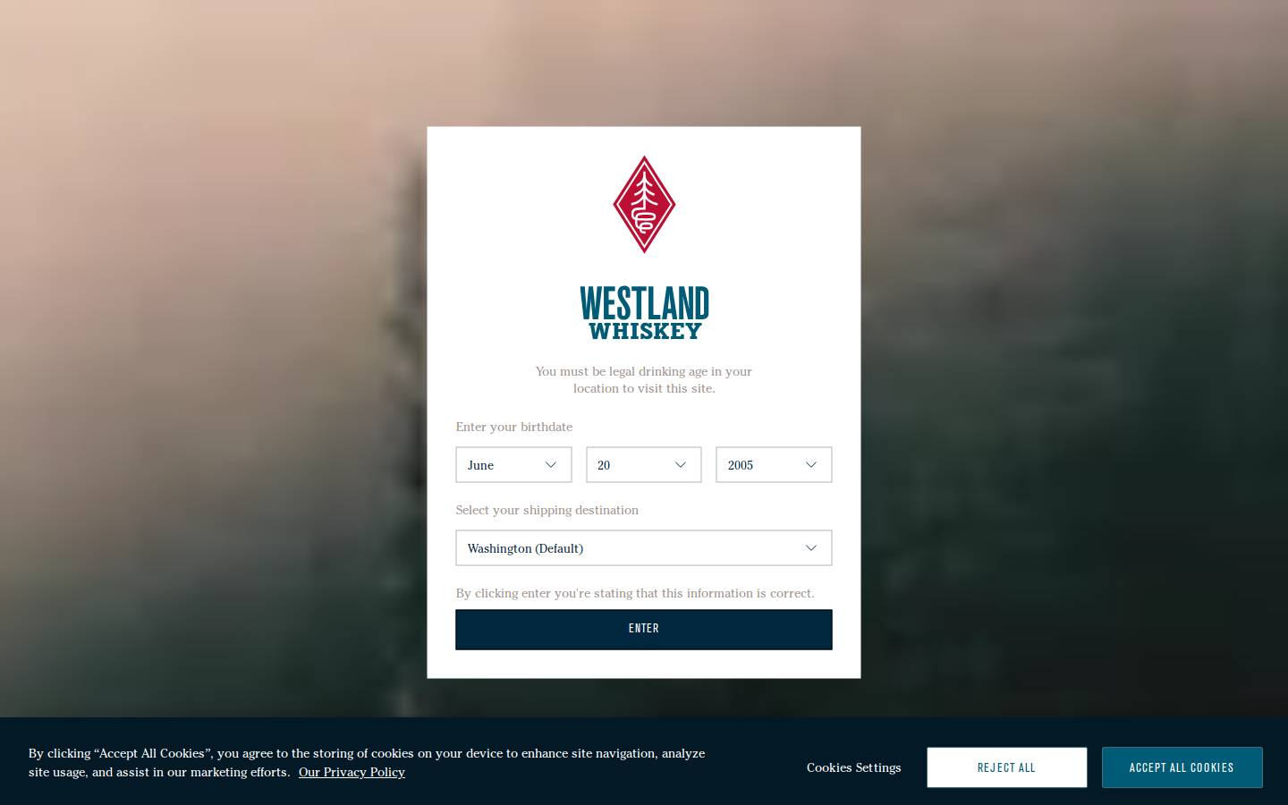 westlanddistillery.com homepage screenshot