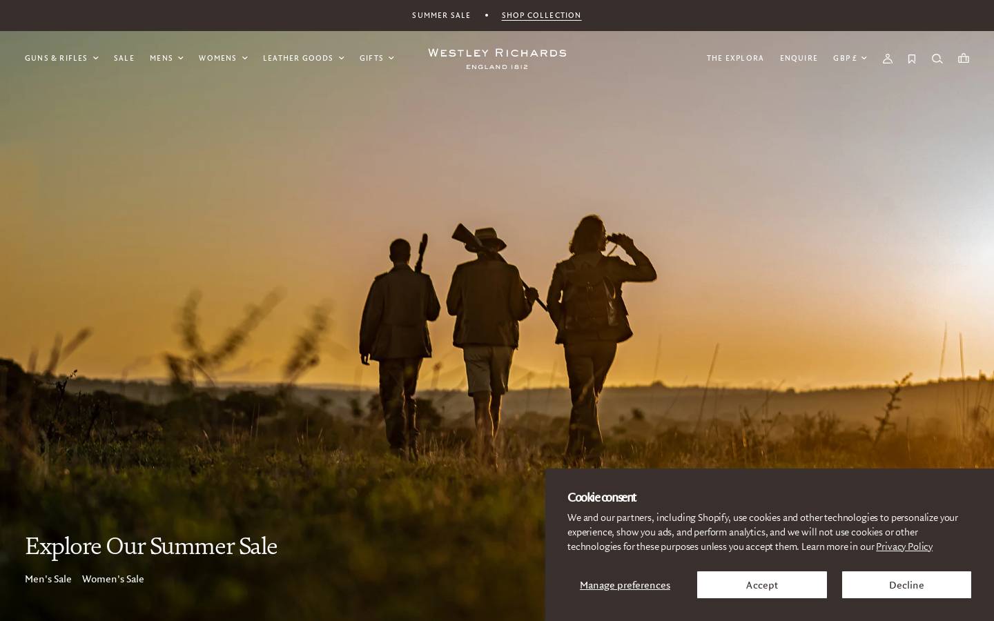 Westley Richards homepage screenshot