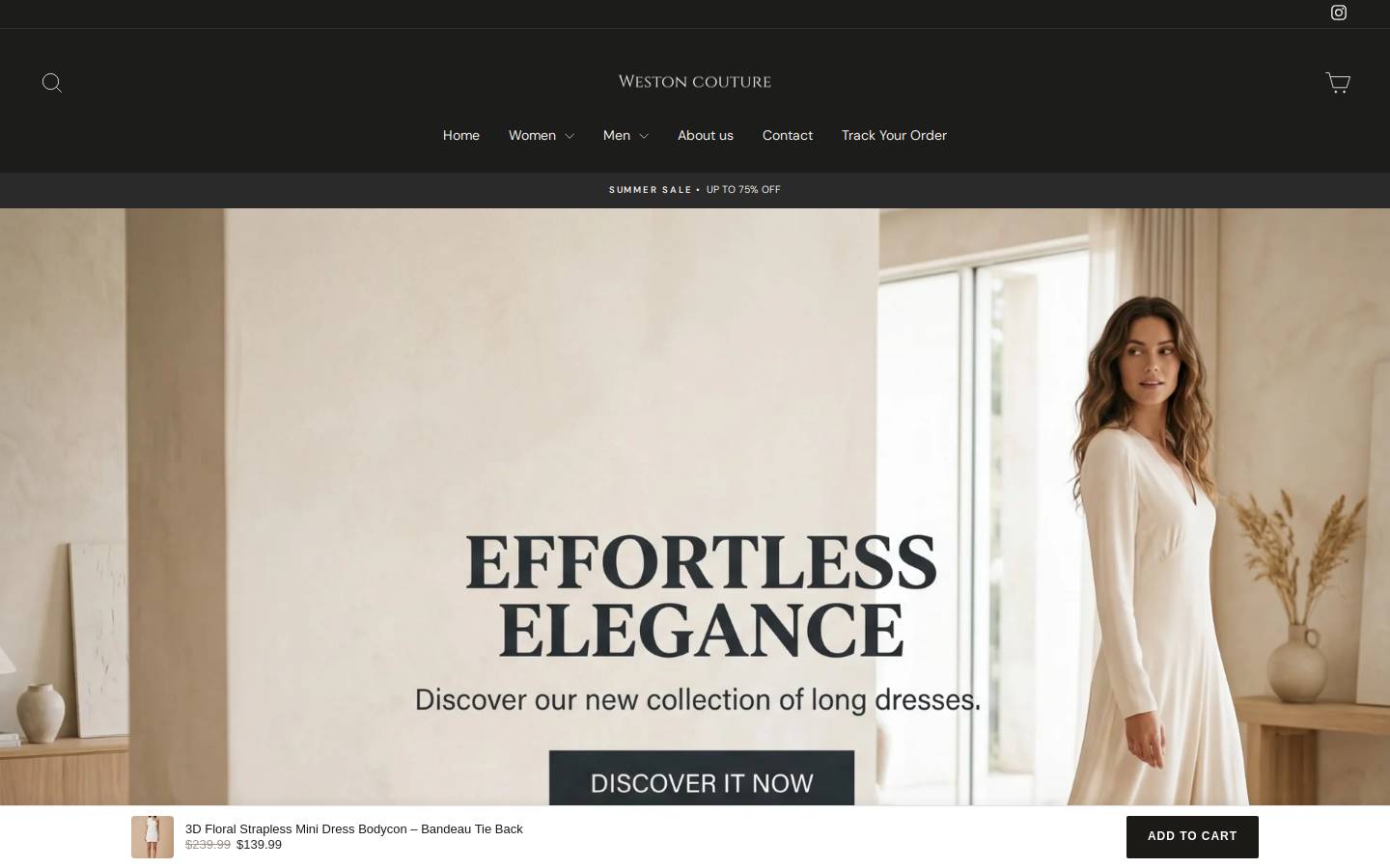 Weston Couture homepage screenshot