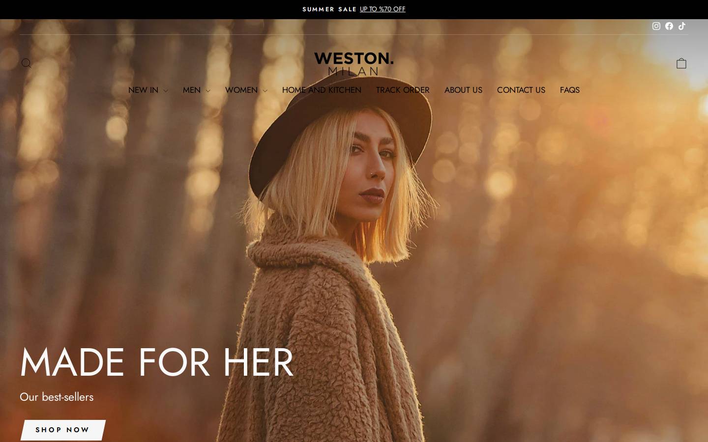 Westonmilan homepage screenshot