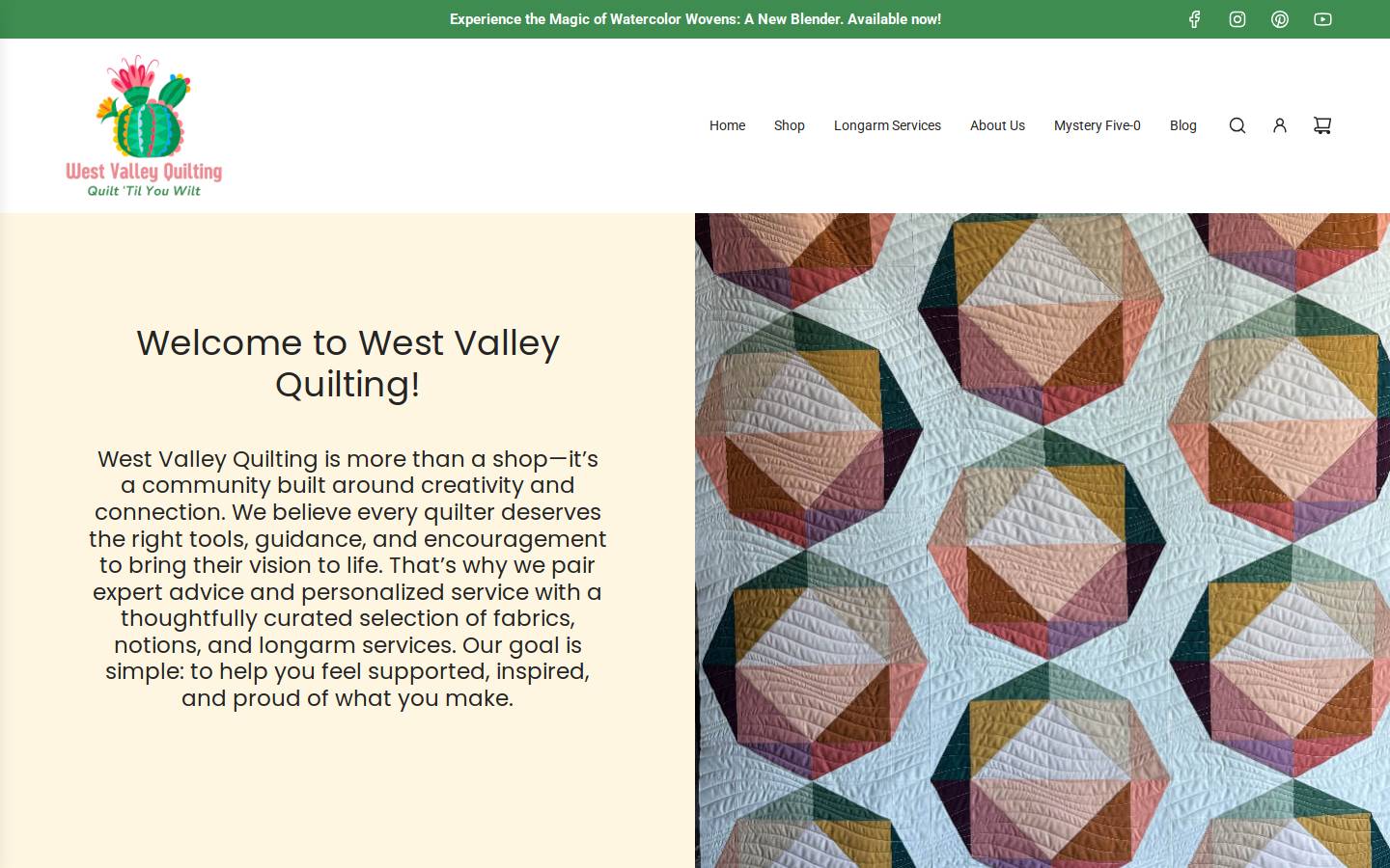westvalleyquilting.com homepage screenshot