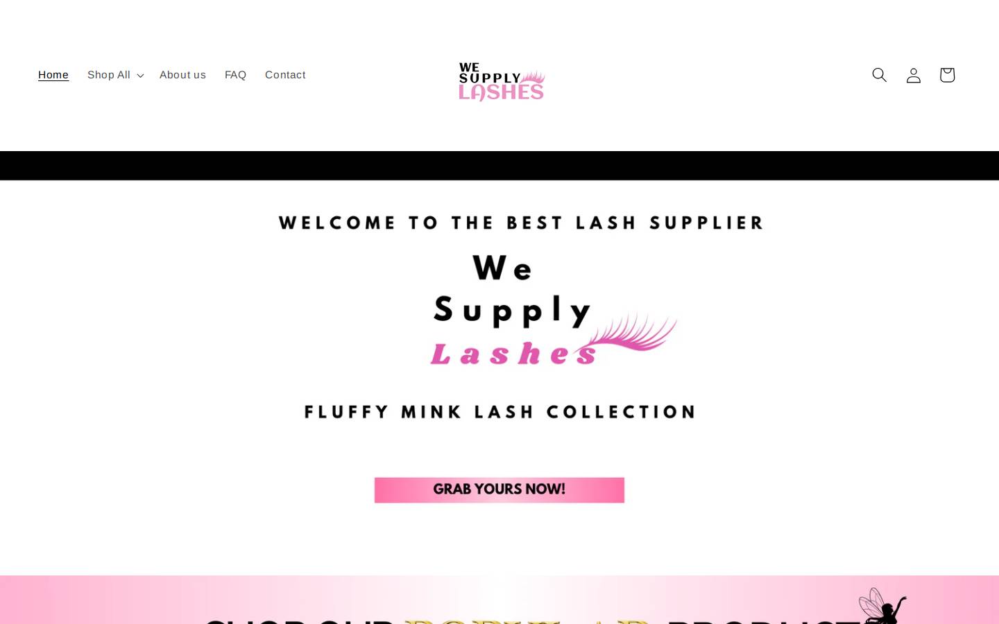 wesupplylashes.com homepage screenshot