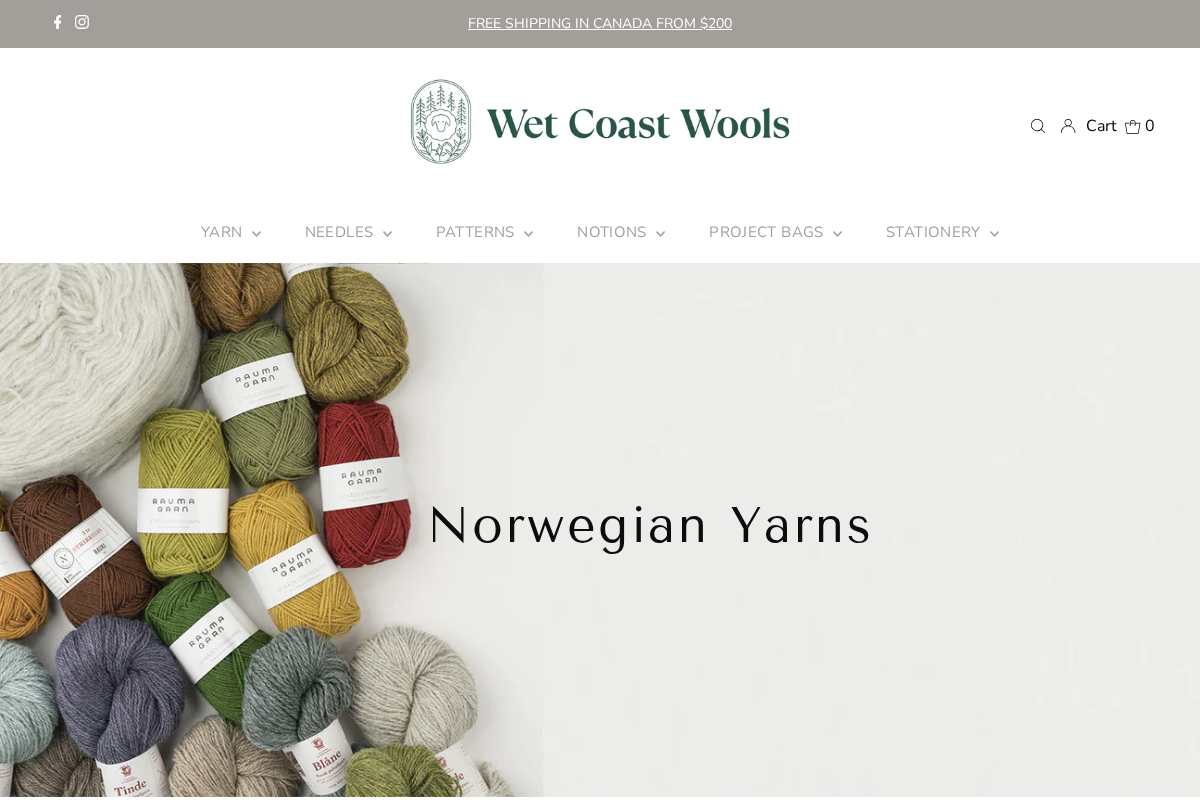 Wet Coast Wools homepage screenshot