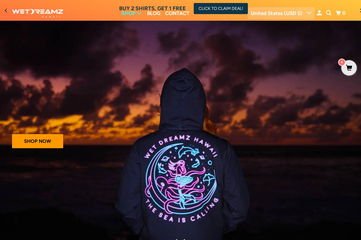 wetdreamzhawaii.com homepage screenshot