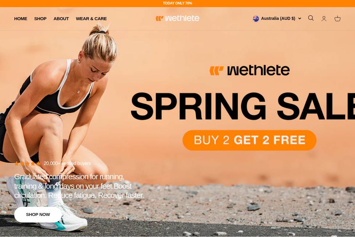 Wethlete homepage screenshot