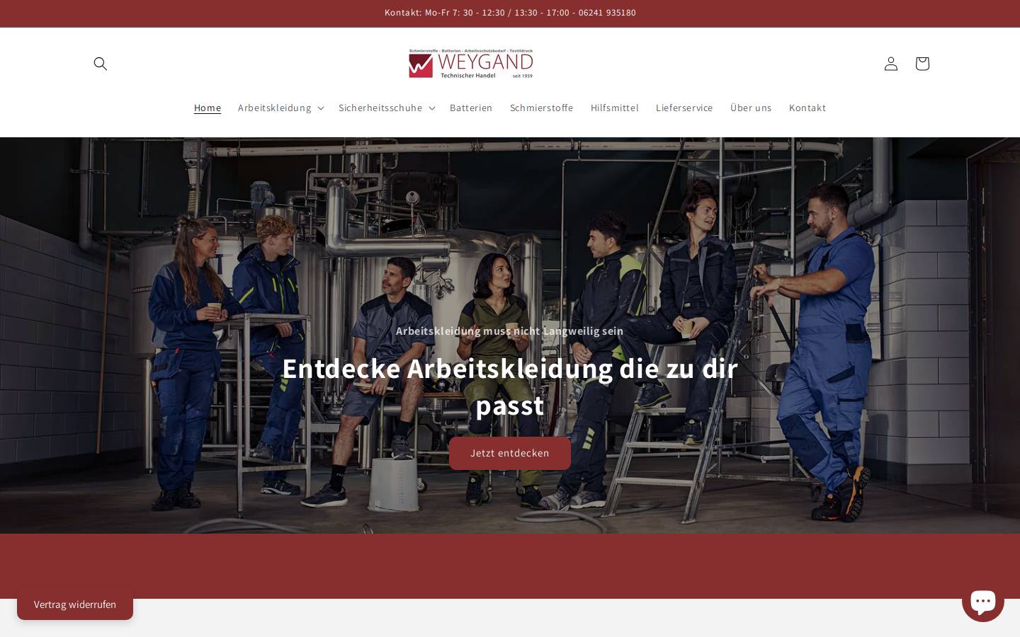 weygand-arbeitsschutz.de homepage screenshot