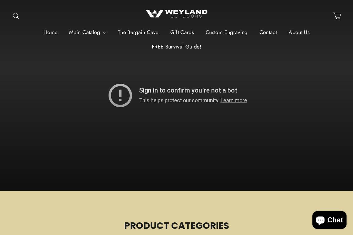 weylandoutdoors.com homepage screenshot