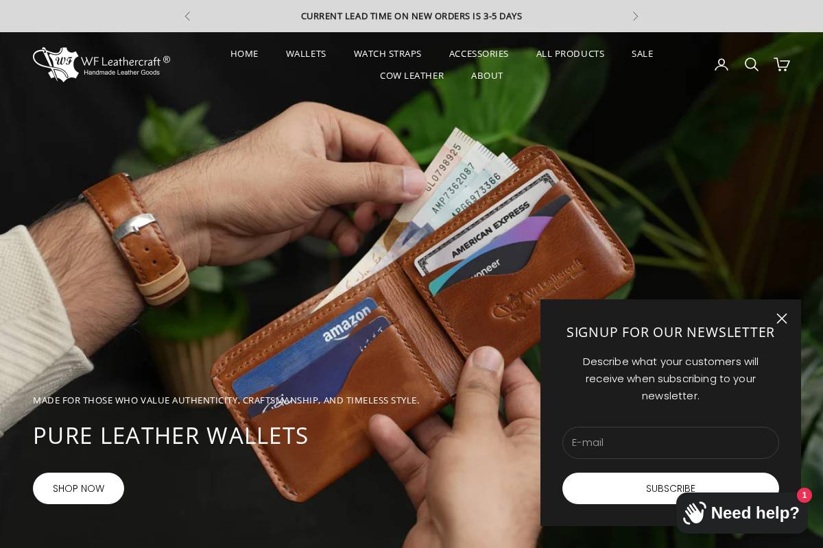 wfleathercrafts.com homepage screenshot