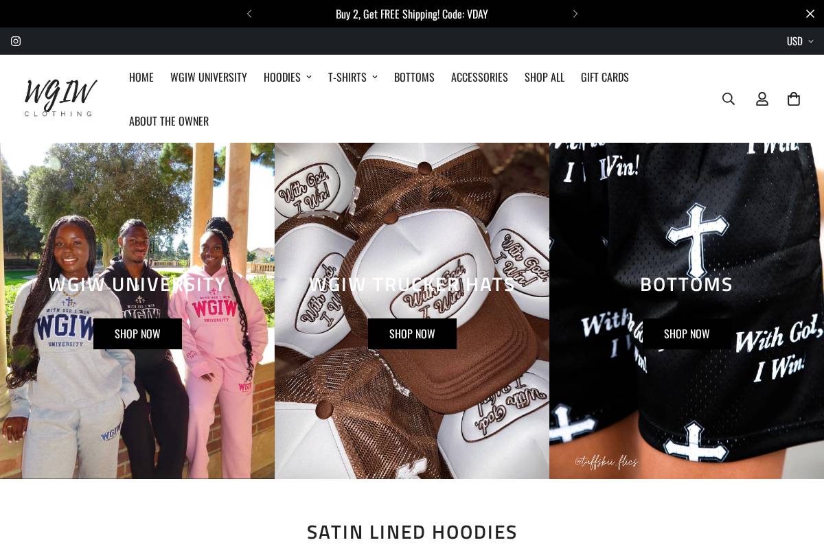 wgiwclothing.com homepage screenshot