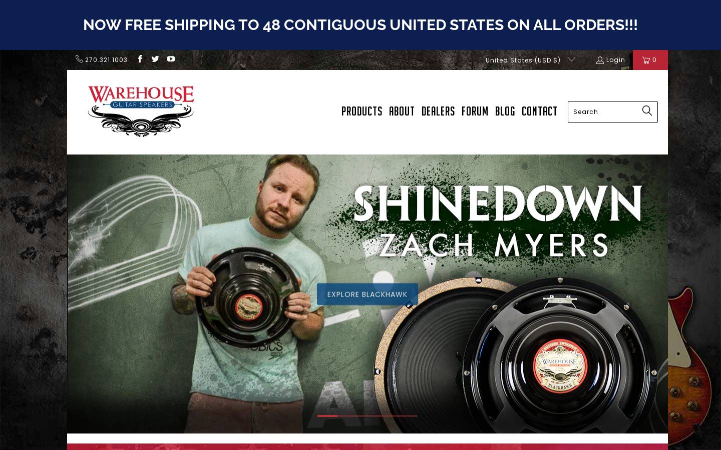 Warehouse Guitar Speakers homepage screenshot