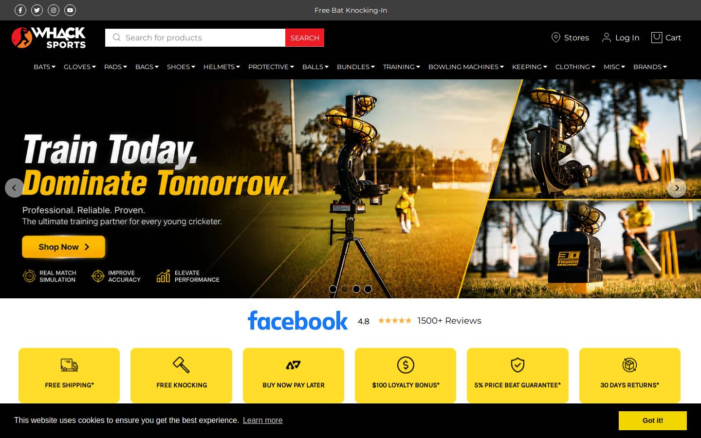 whacksports.com.au homepage screenshot