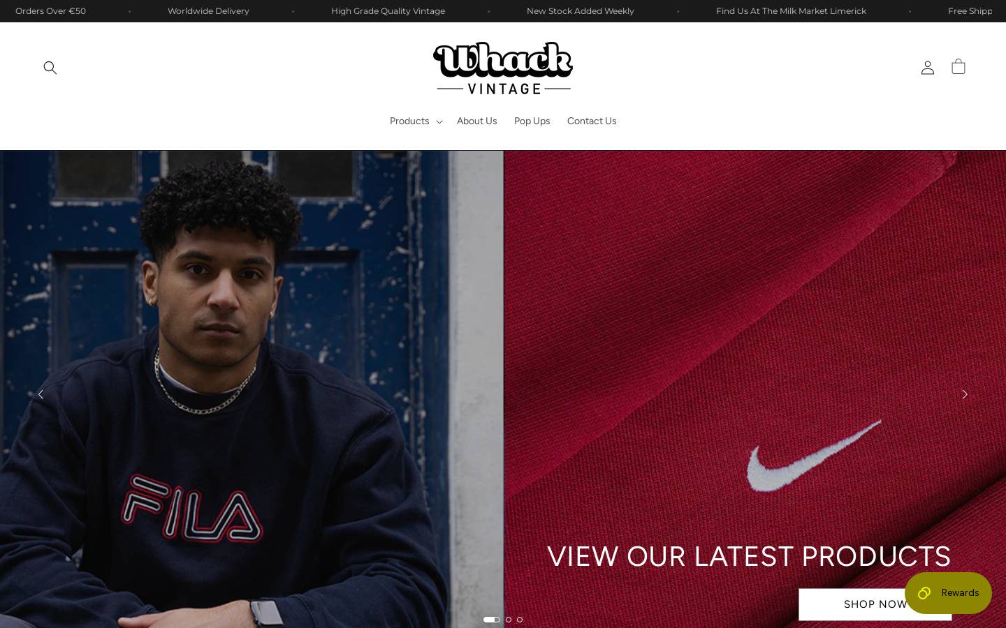 whackvintage.ie homepage screenshot