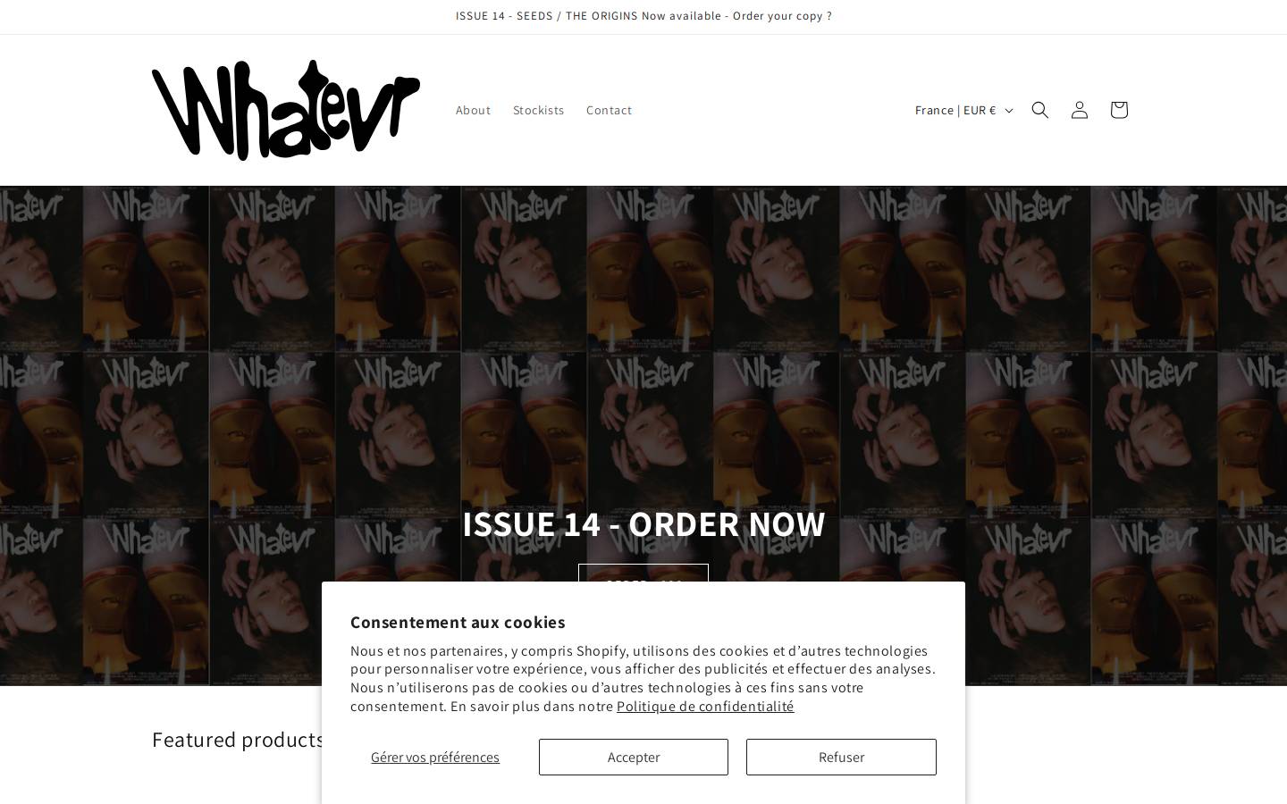 whatevrfanzine.com homepage screenshot