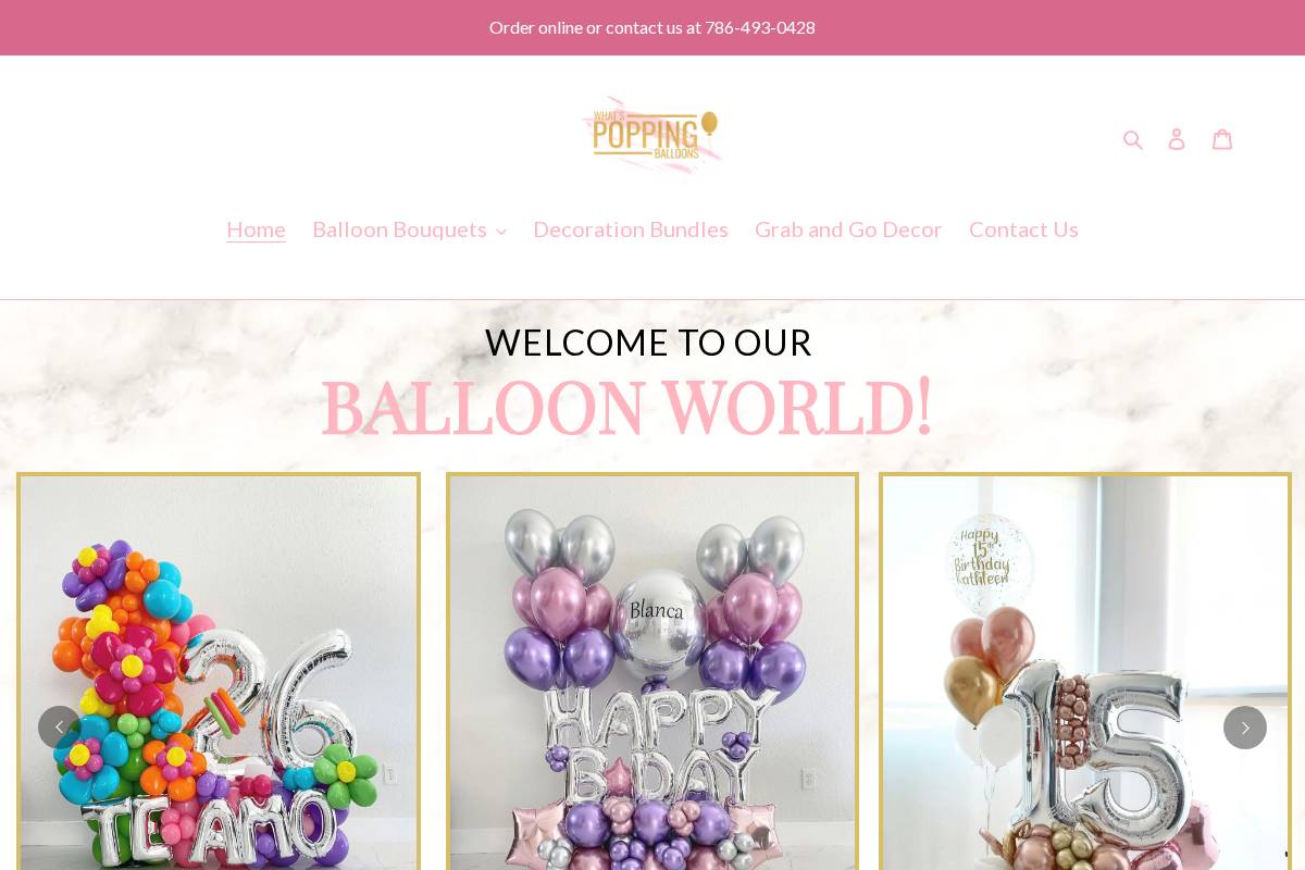 whatspoppingballoons.com homepage screenshot