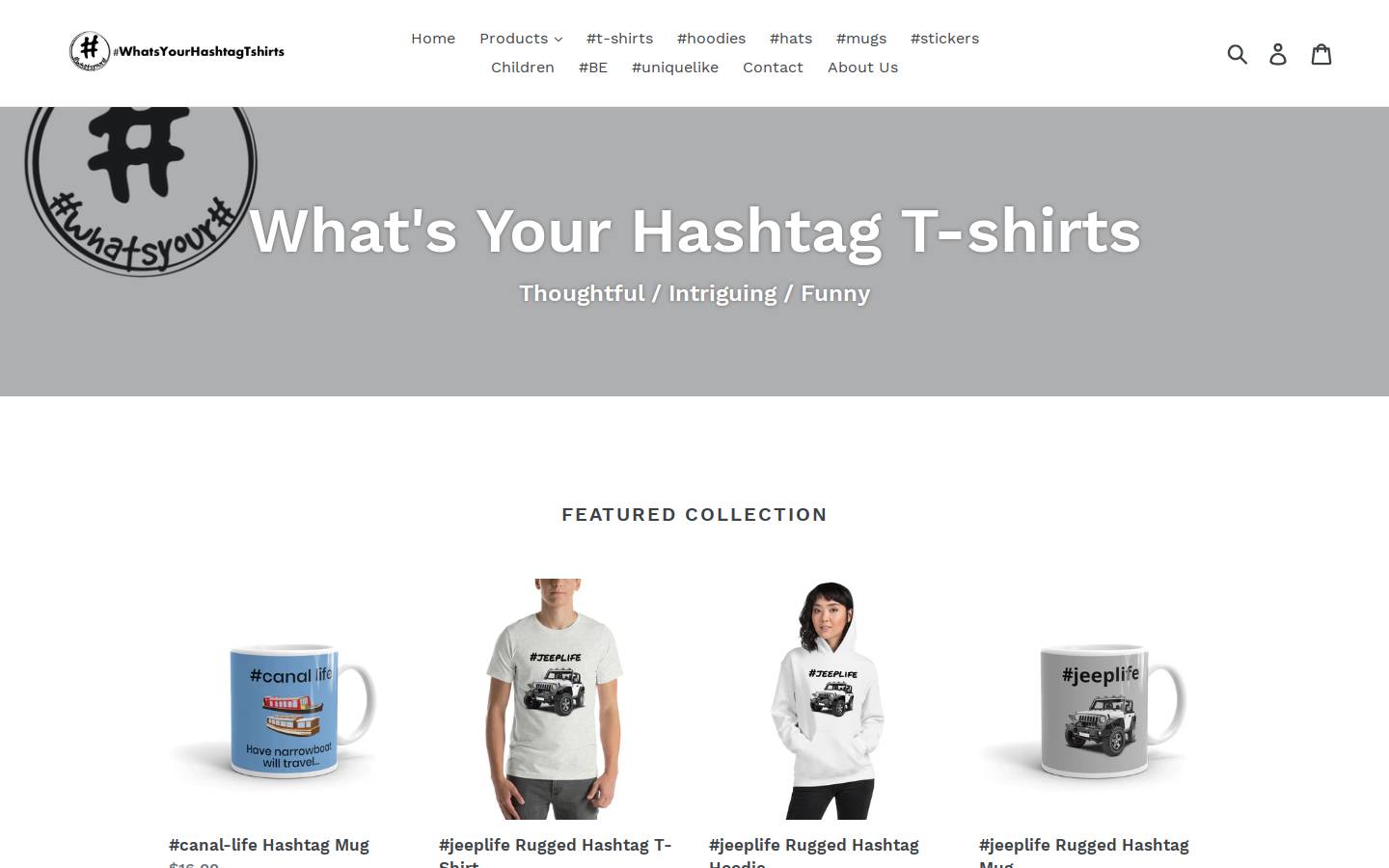 whatsyourhashtagtshirts.com homepage screenshot