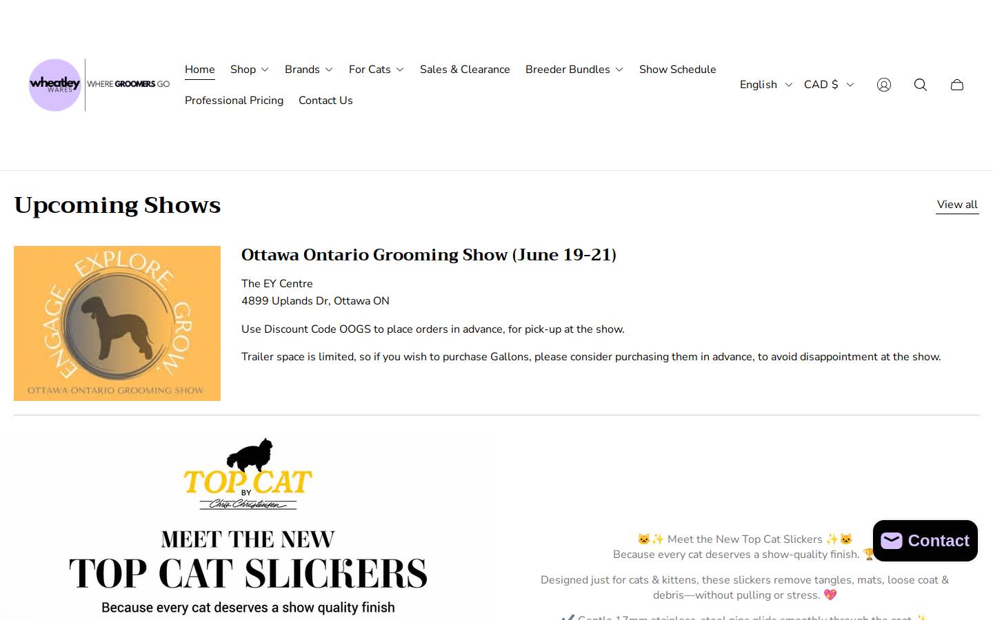 wheatleywares.com homepage screenshot