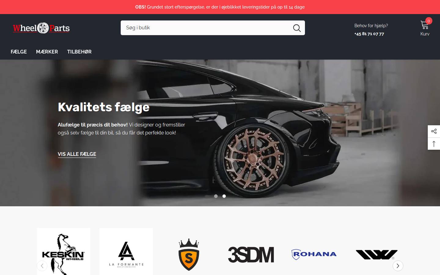Wheel Parts homepage screenshot