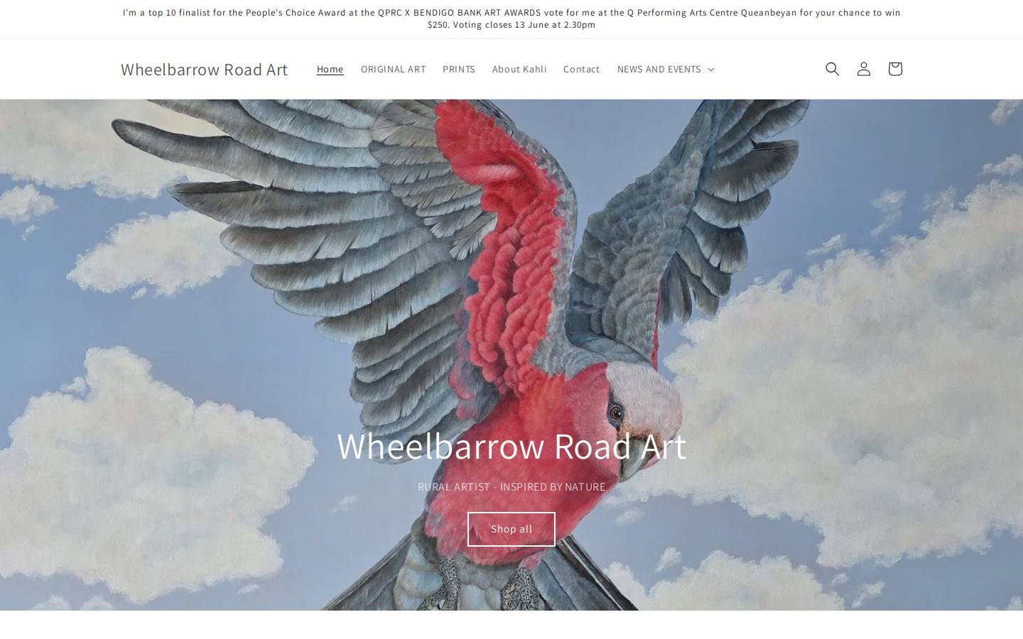 wheelbarrowroadart.com homepage screenshot
