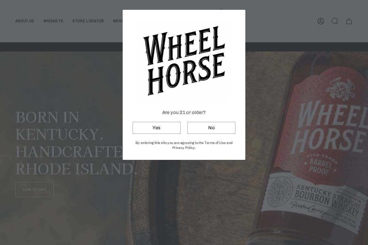 wheelhorsewhiskey.com homepage screenshot