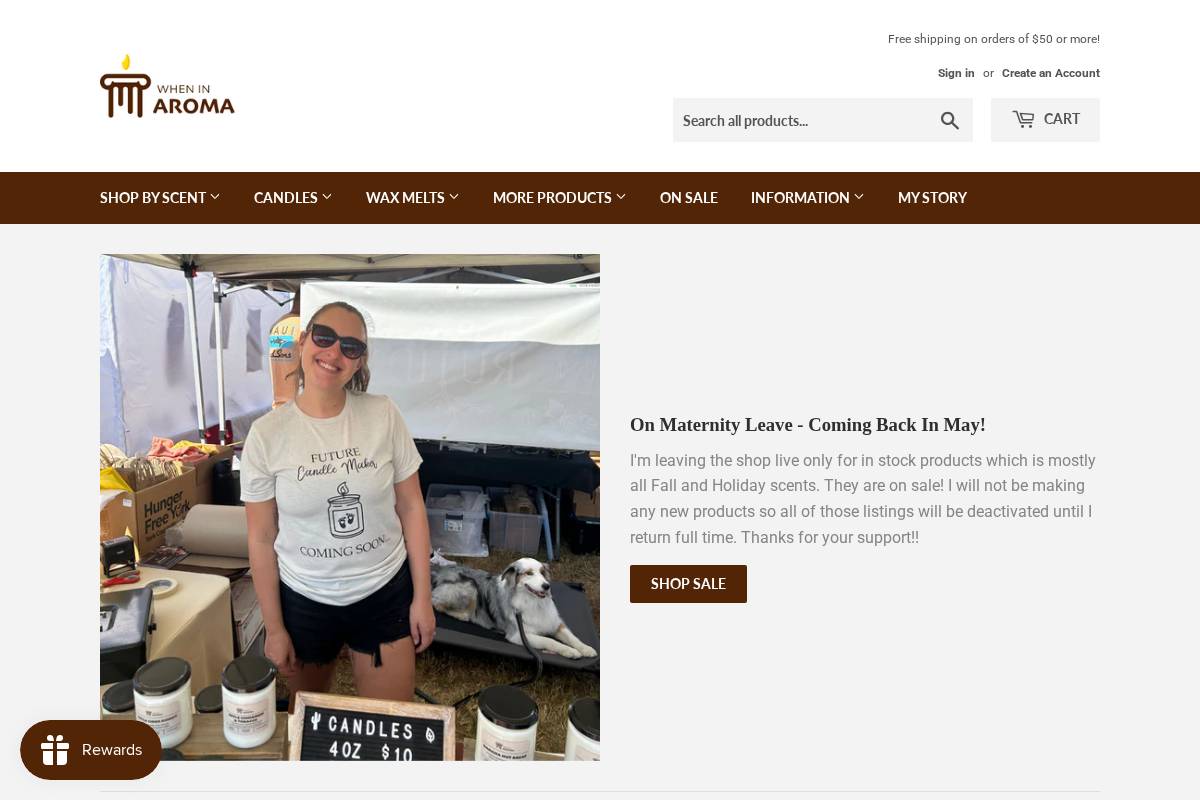 wheninaroma.com homepage screenshot