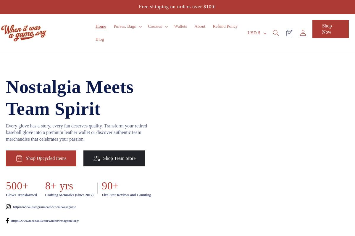 whenitwasagame.org homepage screenshot