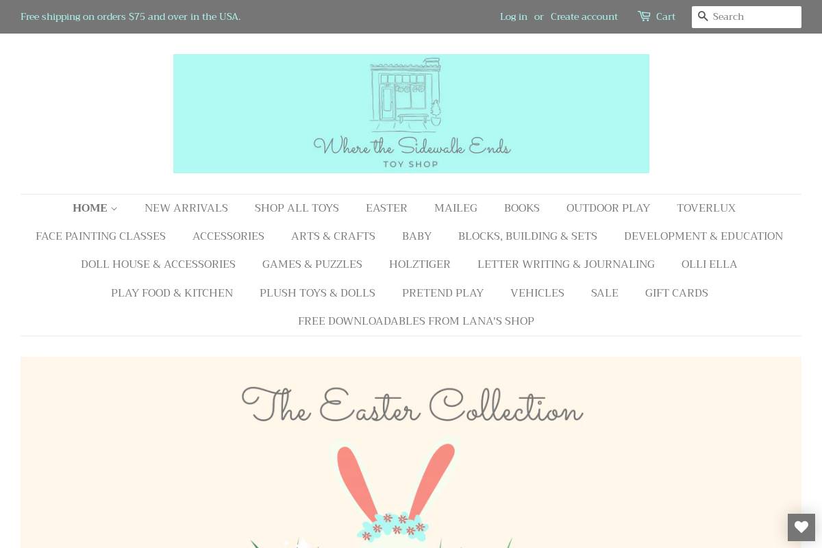 wherethesidewalkendshop.com homepage screenshot