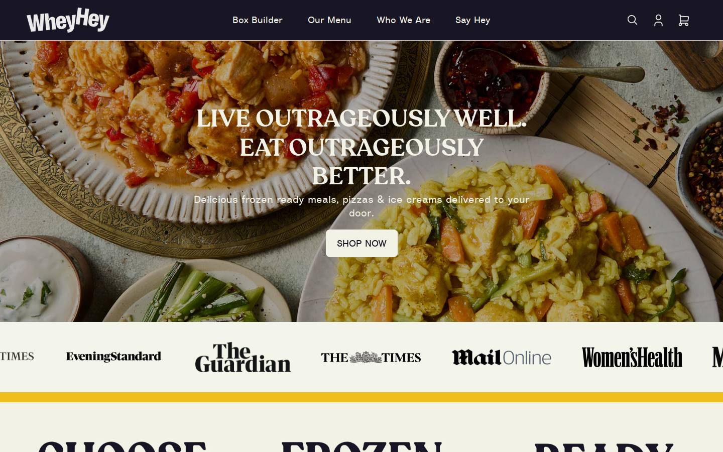 Wheyhey homepage screenshot