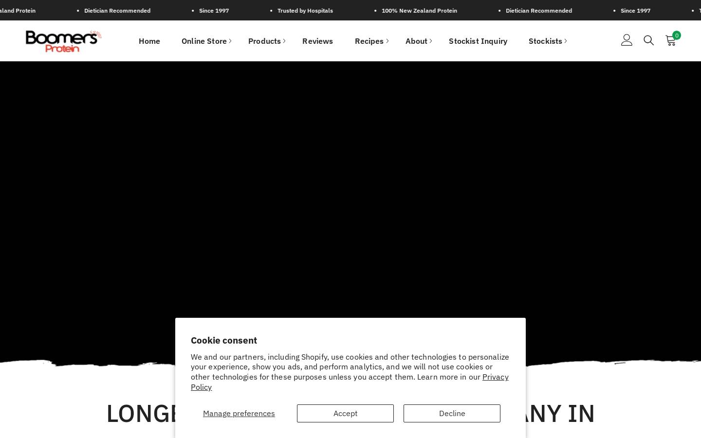 Boomers Protein homepage screenshot