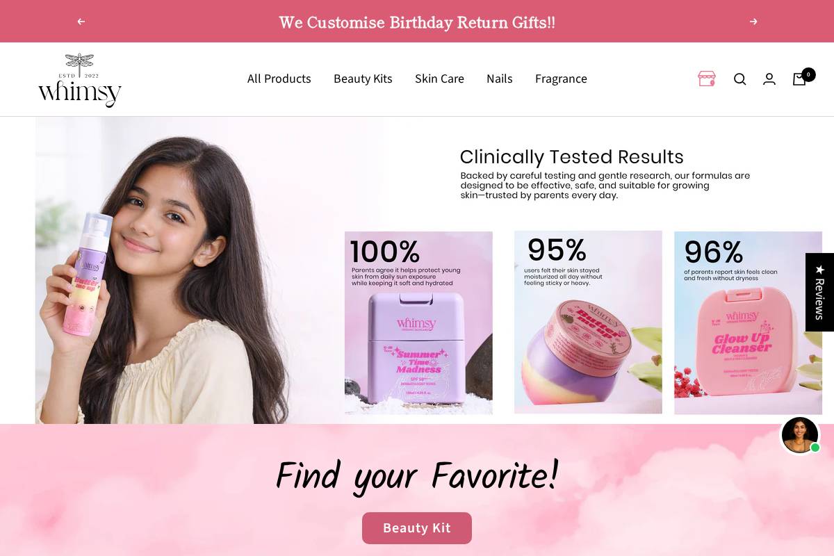 whimsyindia.com homepage screenshot