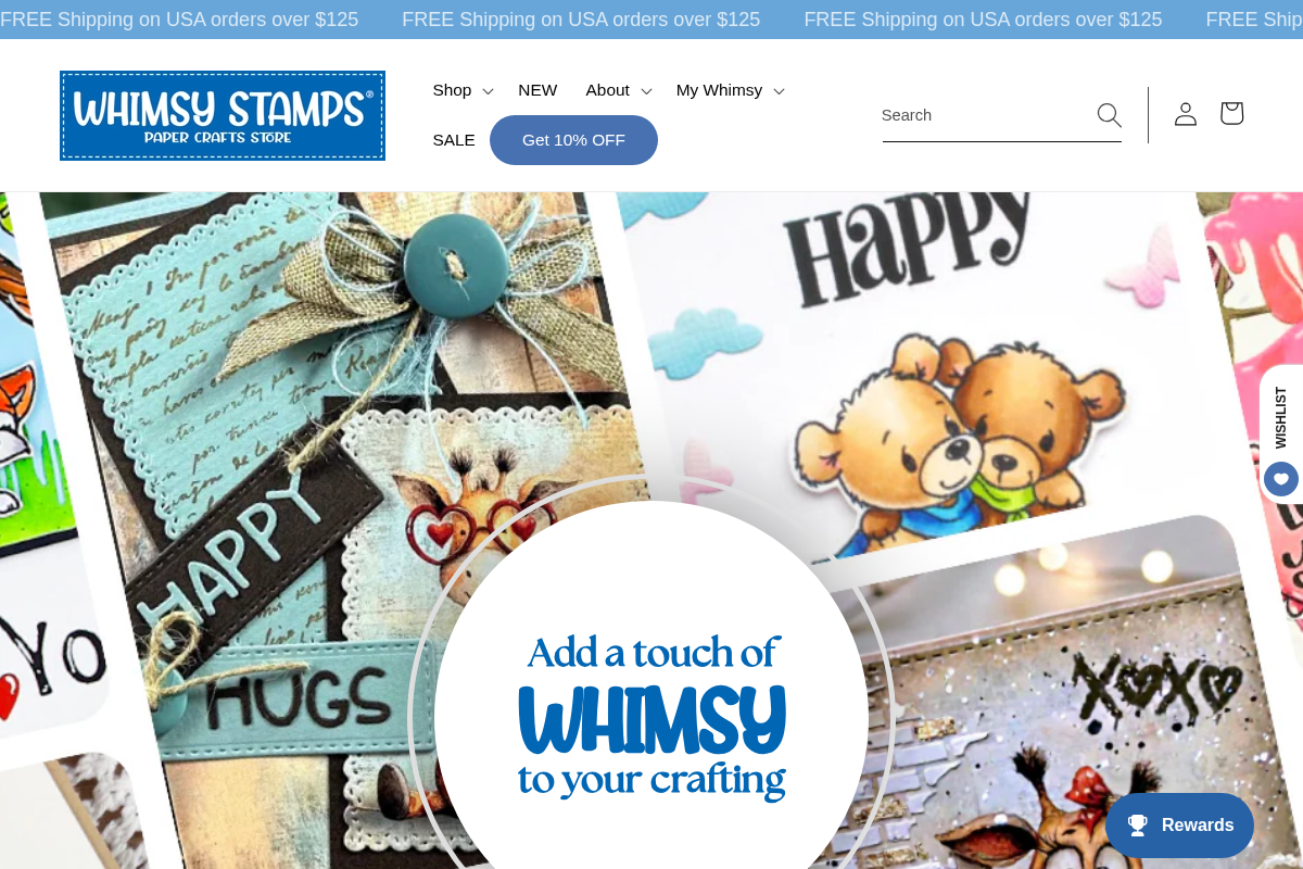 Whimsy Stamps homepage screenshot